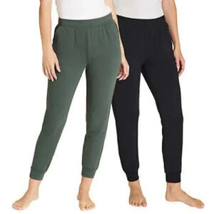 Eddie Bauer Ladies' Lounge Jogger, 2-pack Green & Black Large